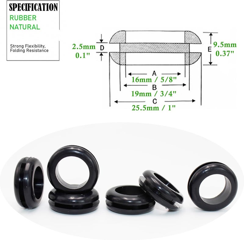 EASYEAH Store Rubber Grommets for Wiring 3/4 in Drill Hole, 5/8 in ID Firewall Grommet Automotive, Eyelet Ring Gasket Hole Grommets for Metal Electric Box, Wires Cables Hoses Protection, 30 Pcs, 8x10 mm - Image 2
